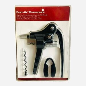 Easy Up Corkscrew Foil Cutter Bottle Opener Black Wine Opener Bar Tool NIB